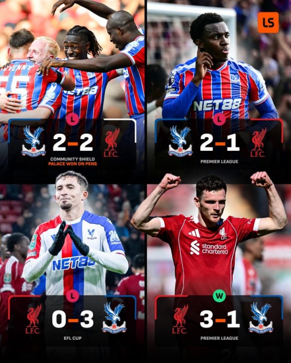 股票网上配资 复仇成功！本赛季此前3次交手，利物浦均不敌水晶宫